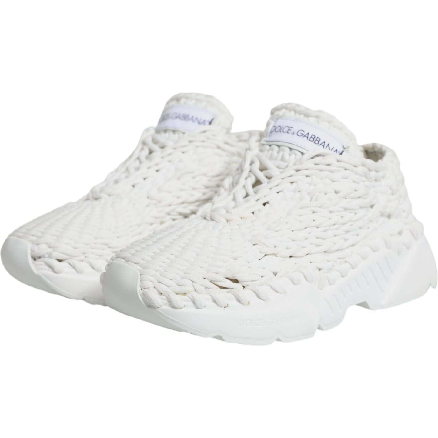 Dolce & Gabbana White Knitted Daymaster Sneakers Shoes LA11962-39