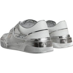 Dolce & Gabbana White Silver Leather Low Top Sneakers Shoes LA11969-39