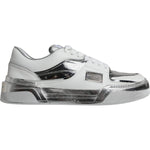 Dolce & Gabbana White Silver Leather Low Top Sneakers Shoes LA11969-39
