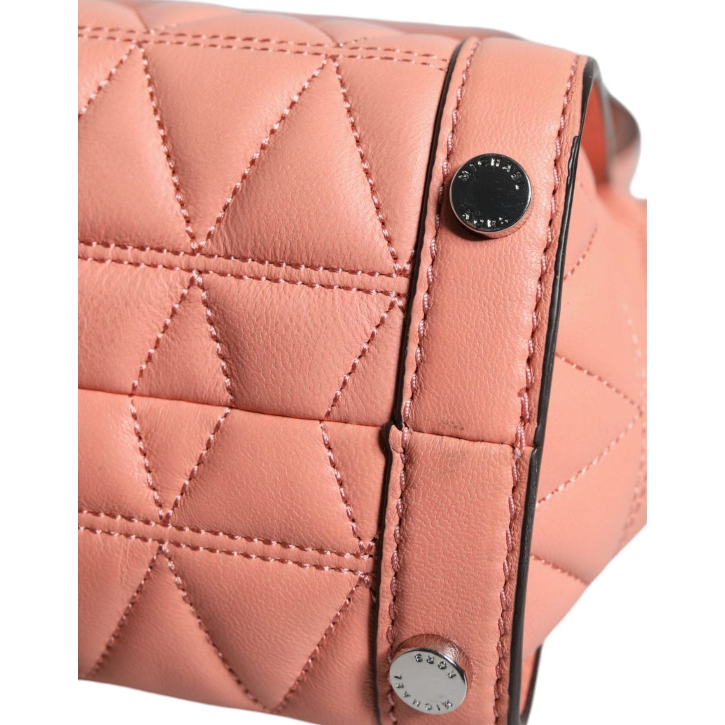 Michael Kors Peach Quilted Leather Logo Crossbody VIVIANNE Messenger Bag MK5006
