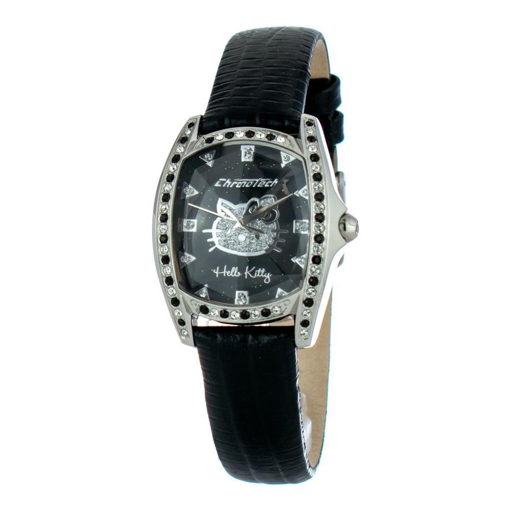 Chronotech Black Leather Dress Watch