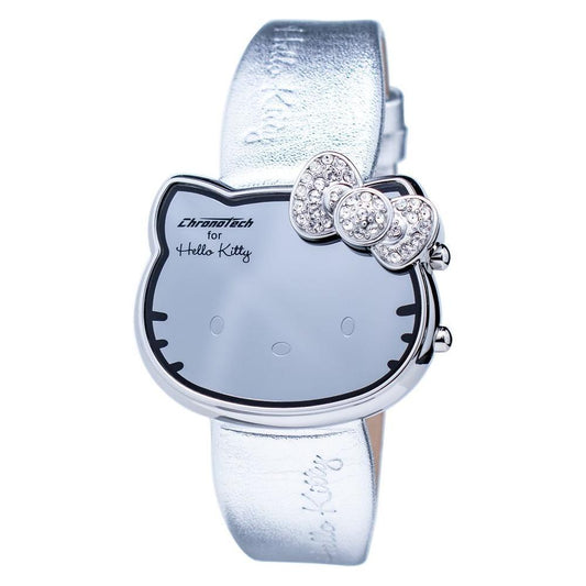 Chronotech Silver Leather Watch