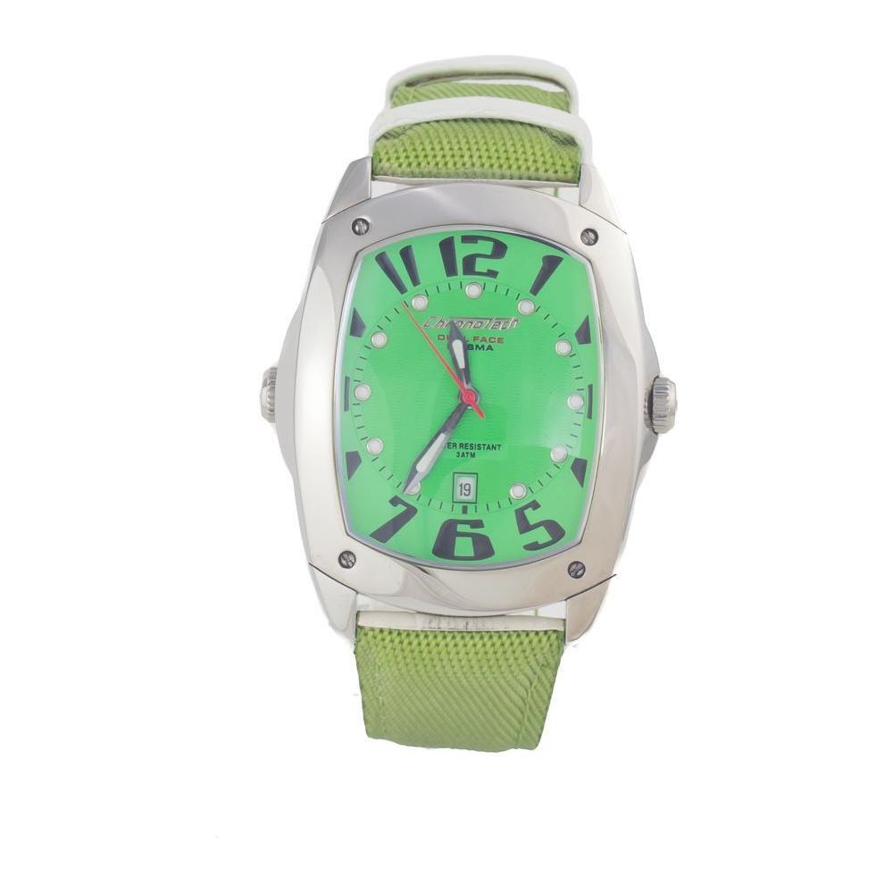 Chronotech Green Leather Dress Watch