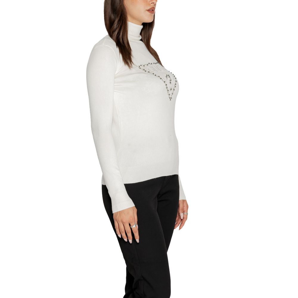 Guess White Viscose Turtleneck