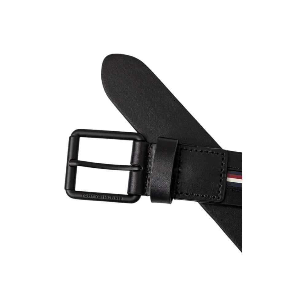 Tommy Hilfiger Black Leather Belt TO-15663300009-100 CM / 40 INCHES