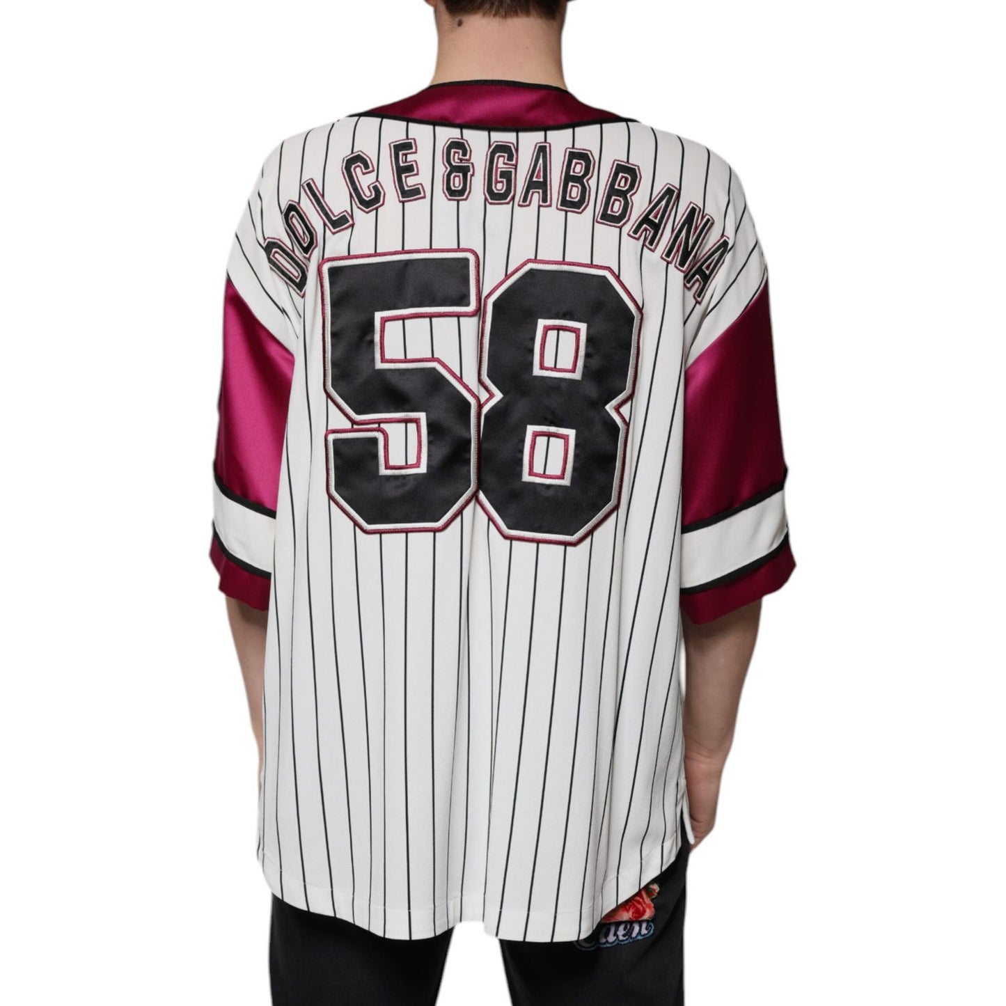 Dolce & Gabbana Multicolor Logo Jersey Button V-neck T-shirt TSH87308-40