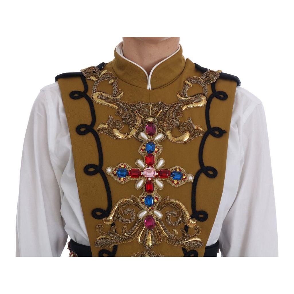 Dolce & Gabbana Yellow Crystal Cross Vest Jacket TSH1766-1