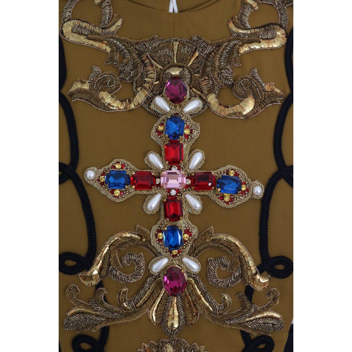 Dolce & Gabbana Yellow Crystal Cross Vest Jacket TSH1766-1