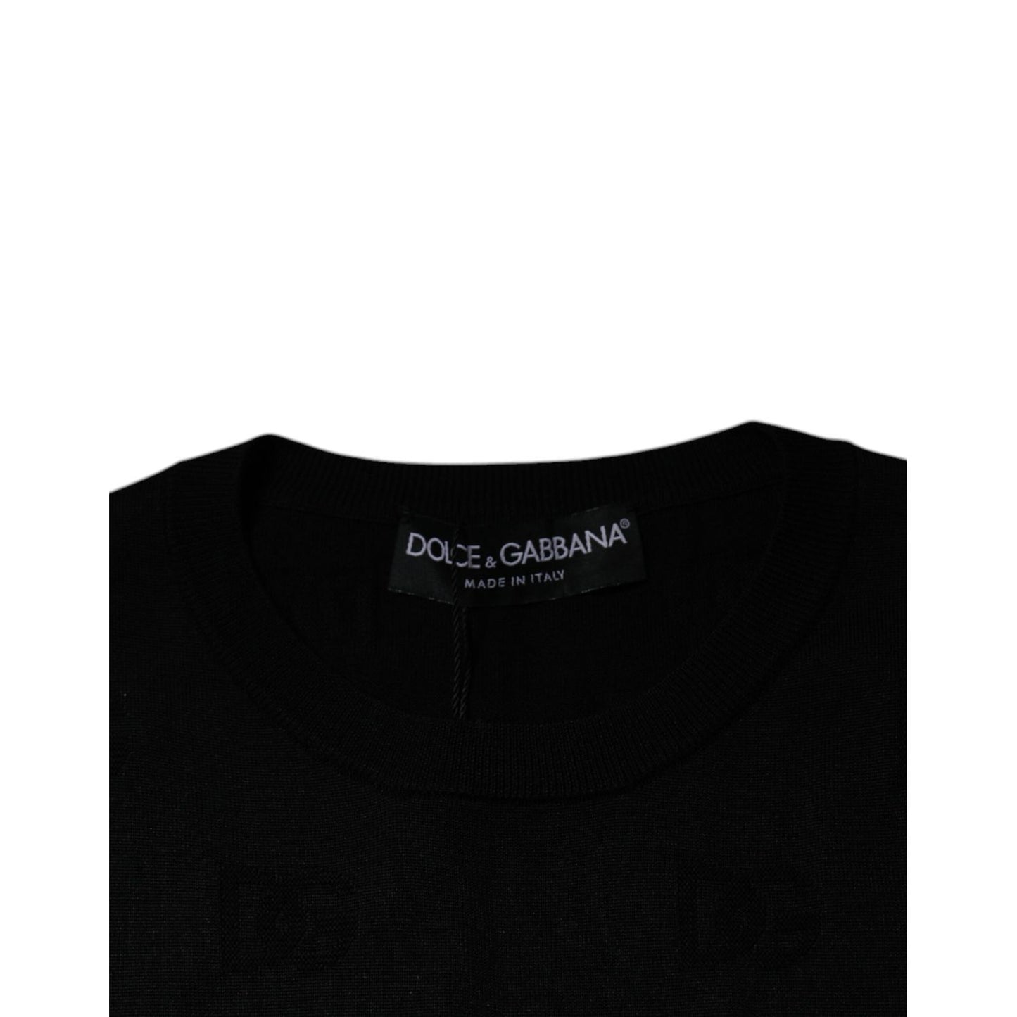 Dolce & Gabbana Black Silk Round Neck Sleeveless T-shirt