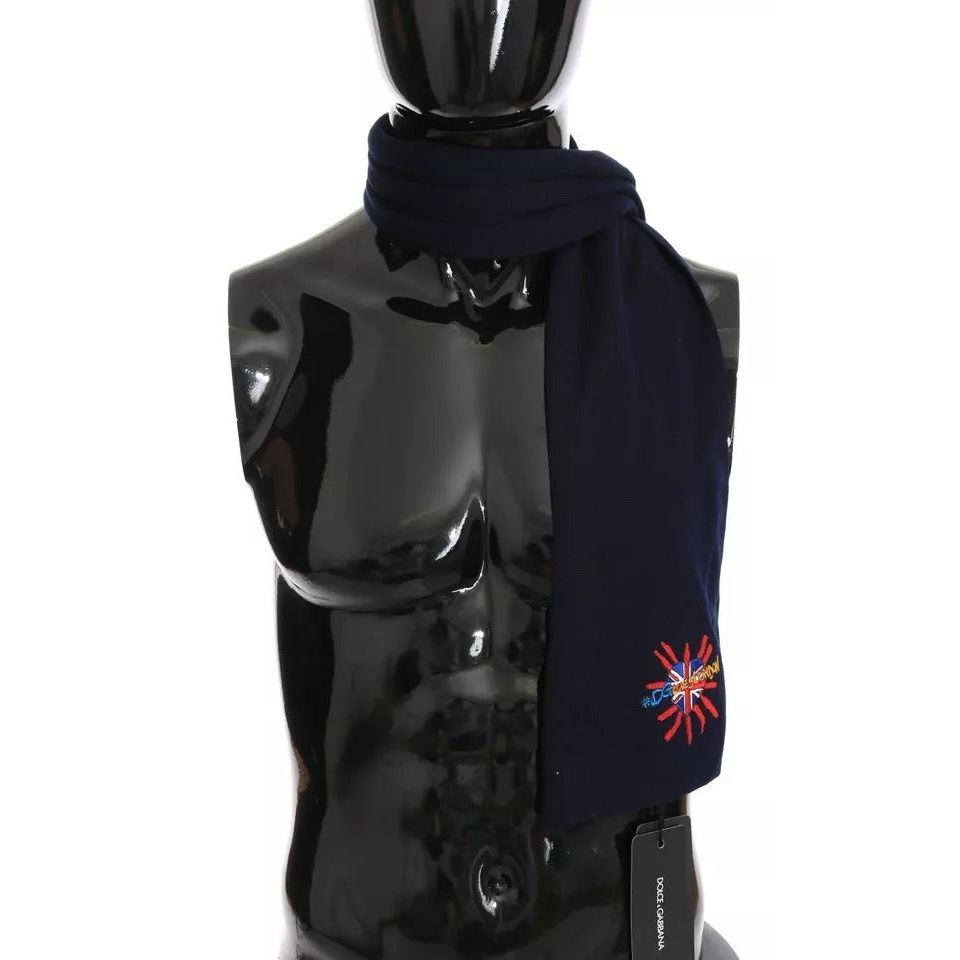 Dolce & Gabbana Blue Wool #DGLovesLondon Shawl Scarf MS2294
