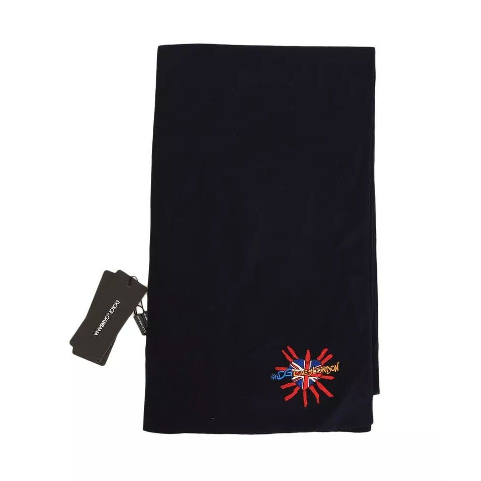 Dolce & Gabbana Blue Wool #DGLovesLondon Shawl Scarf MS2294