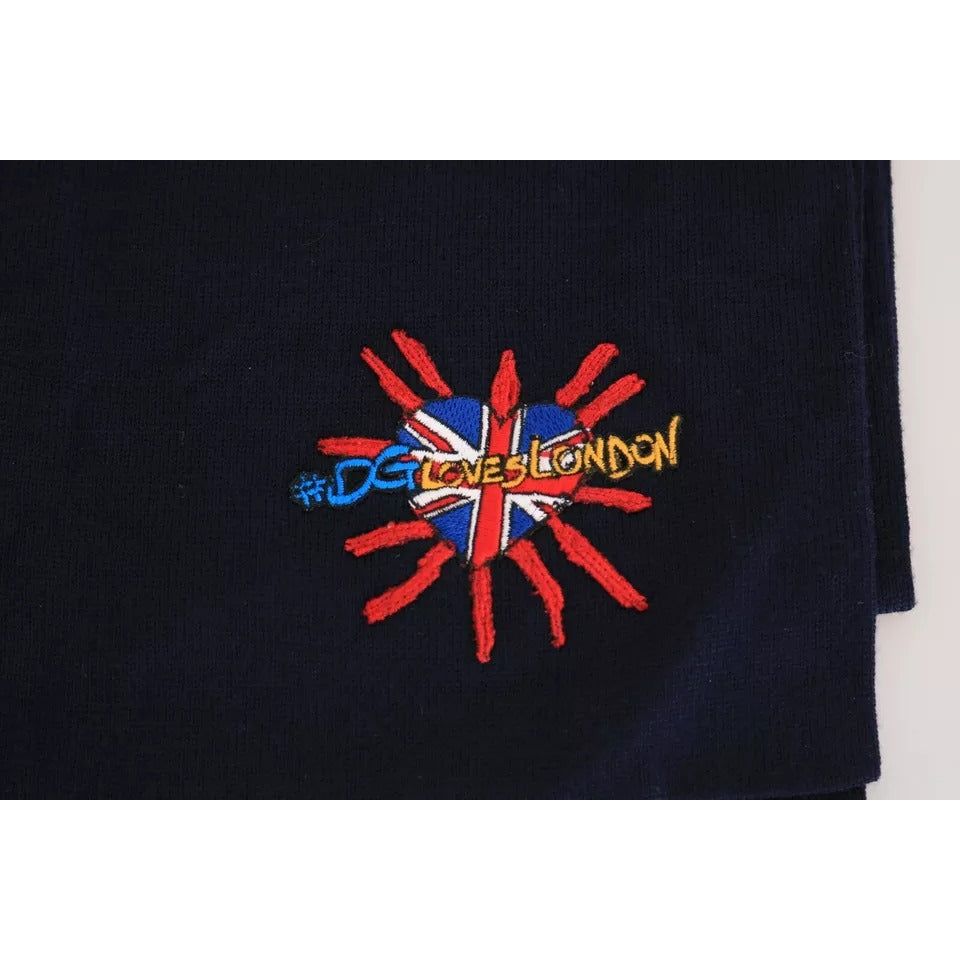 Dolce & Gabbana Blue Wool #DGLovesLondon Shawl Scarf MS2294