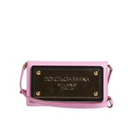 Dolce & Gabbana Pink Exotic Leather Logo Plaque Crossbody Bag BAG4156