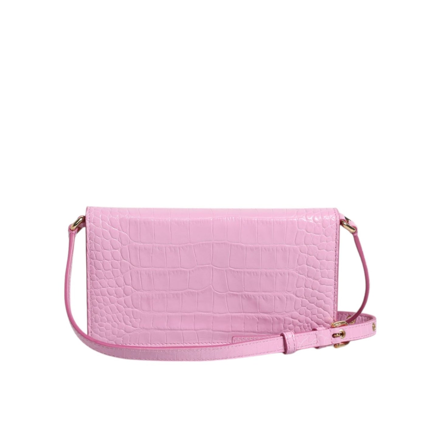 Dolce & Gabbana Pink Exotic Leather Logo Plaque Crossbody Bag BAG4156