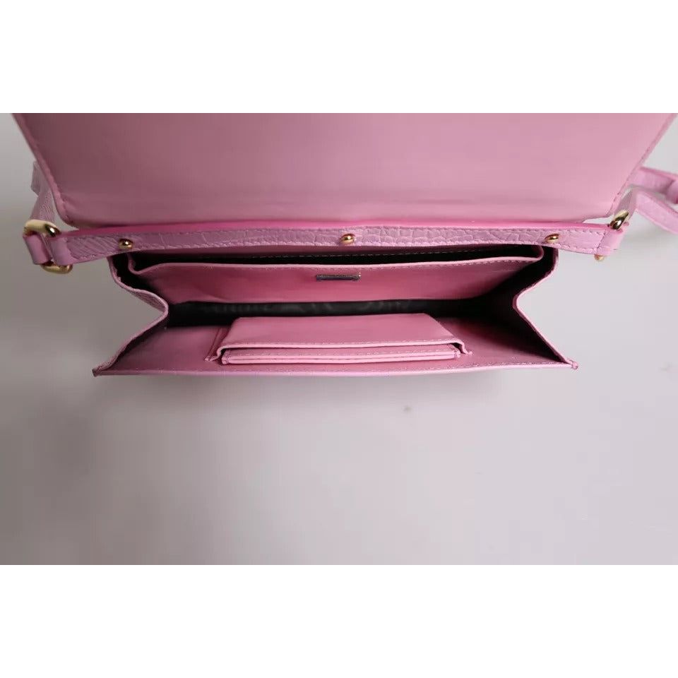 Dolce & Gabbana Pink Exotic Leather Logo Plaque Crossbody Bag BAG4156