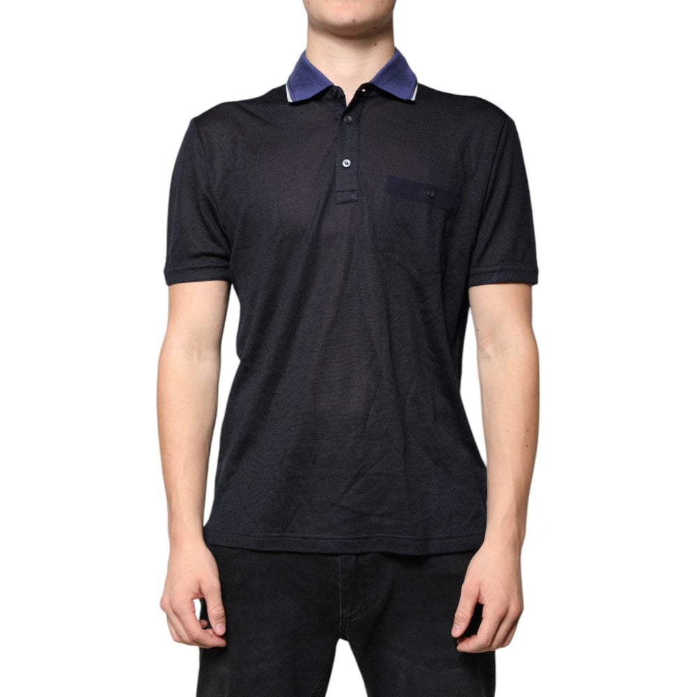 Dolce & Gabbana Blue Silk Collared Short Sleeves Polo T-shirt TSH86706-50