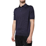 Dolce & Gabbana Blue Silk Collared Short Sleeves Polo T-shirt TSH87741-48
