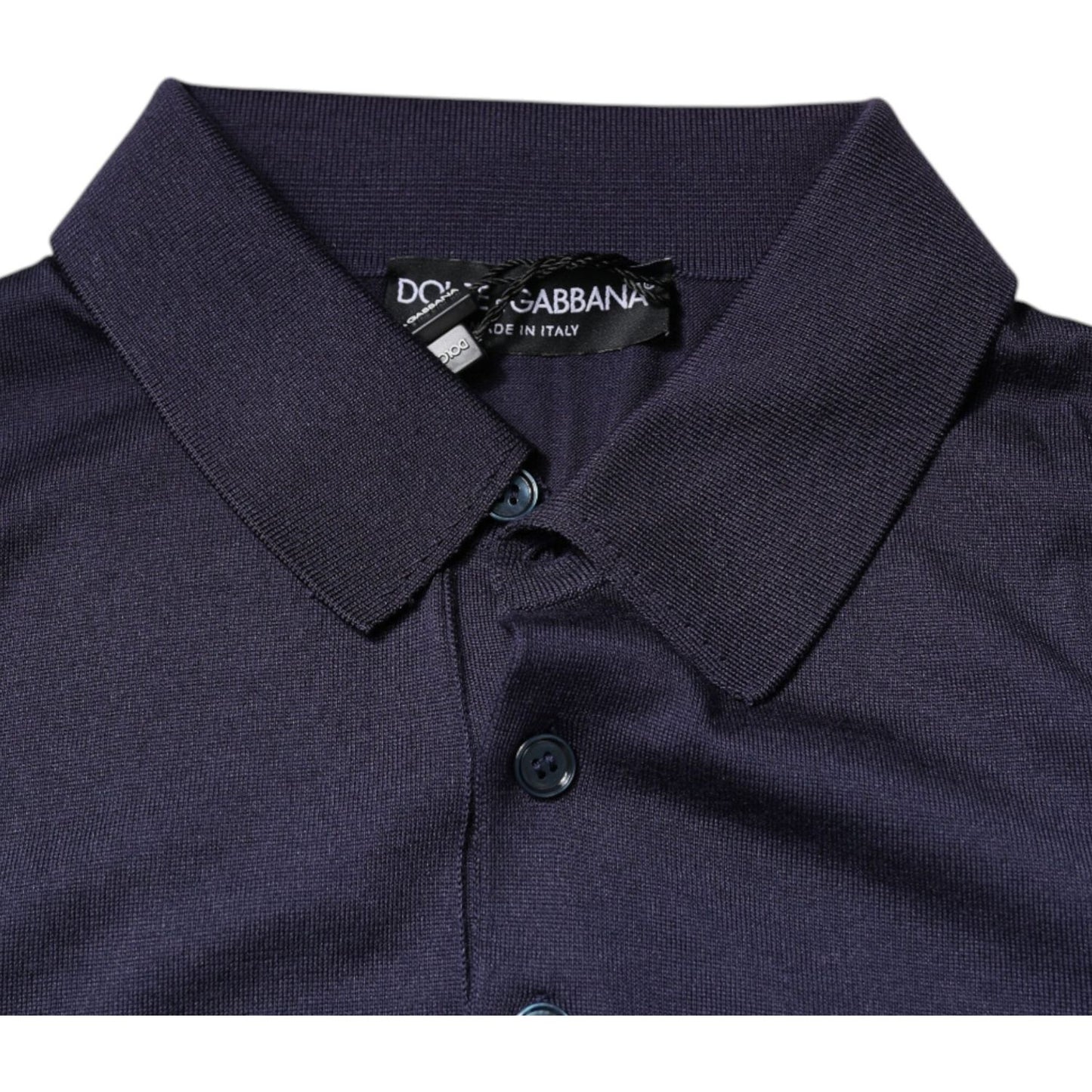 Dolce & Gabbana Blue Silk Collared Short Sleeves Polo T-shirt TSH87741-48