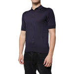 Dolce & Gabbana Blue Silk Collared Short Sleeves Polo T-shirt TSH87743-46