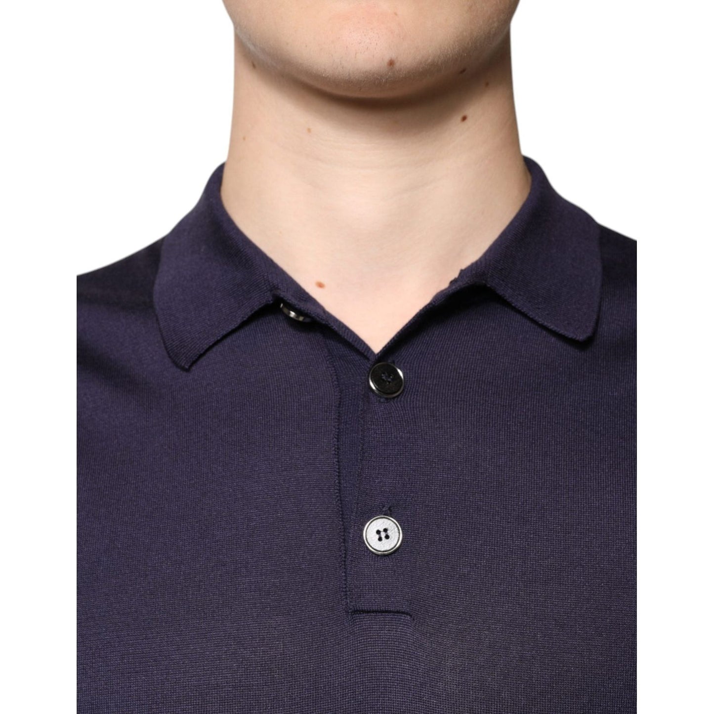 Dolce & Gabbana Blue Silk Collared Short Sleeves Polo T-shirt TSH87778-48