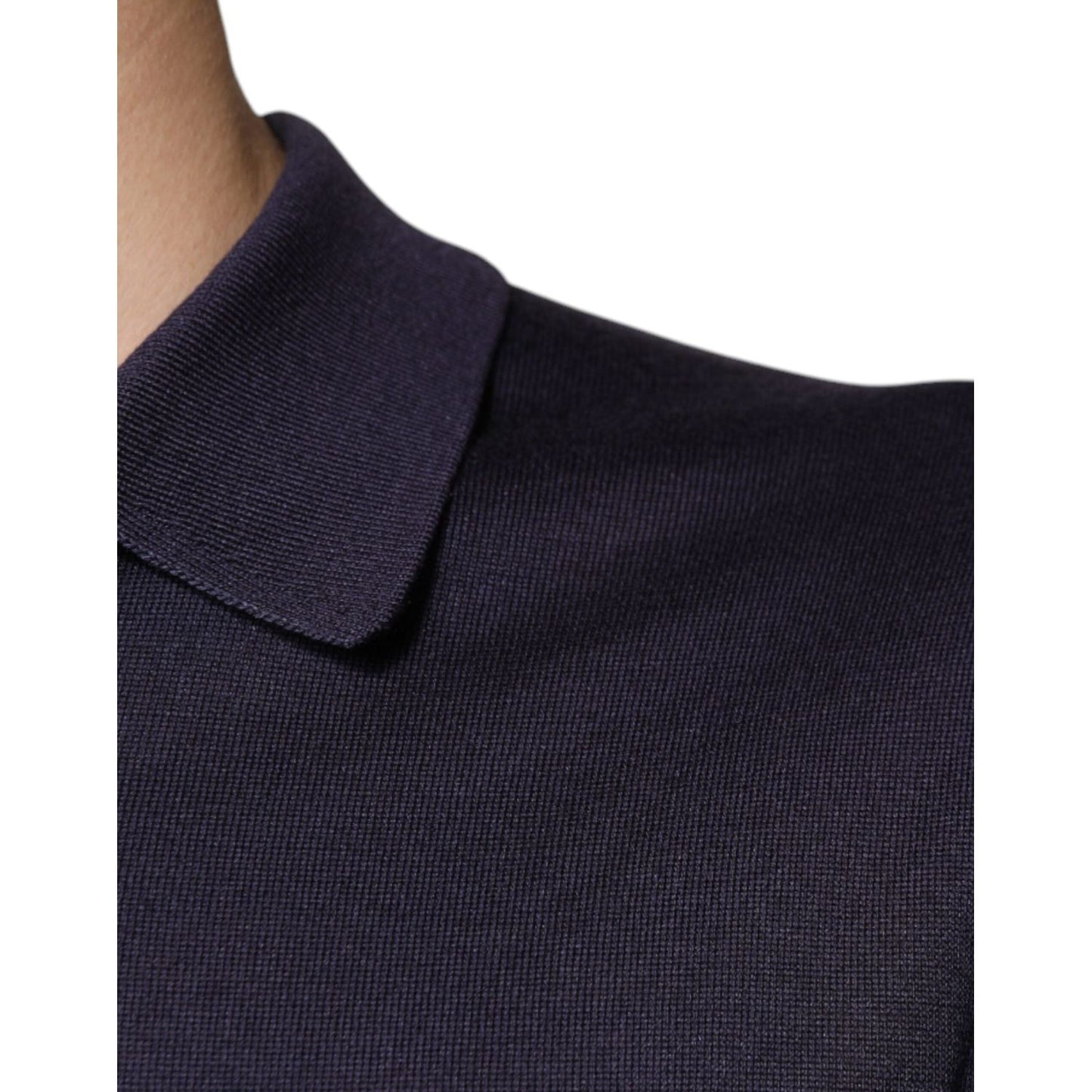 Dolce & Gabbana Blue Silk Collared Short Sleeves Polo T-shirt TSH87778-48