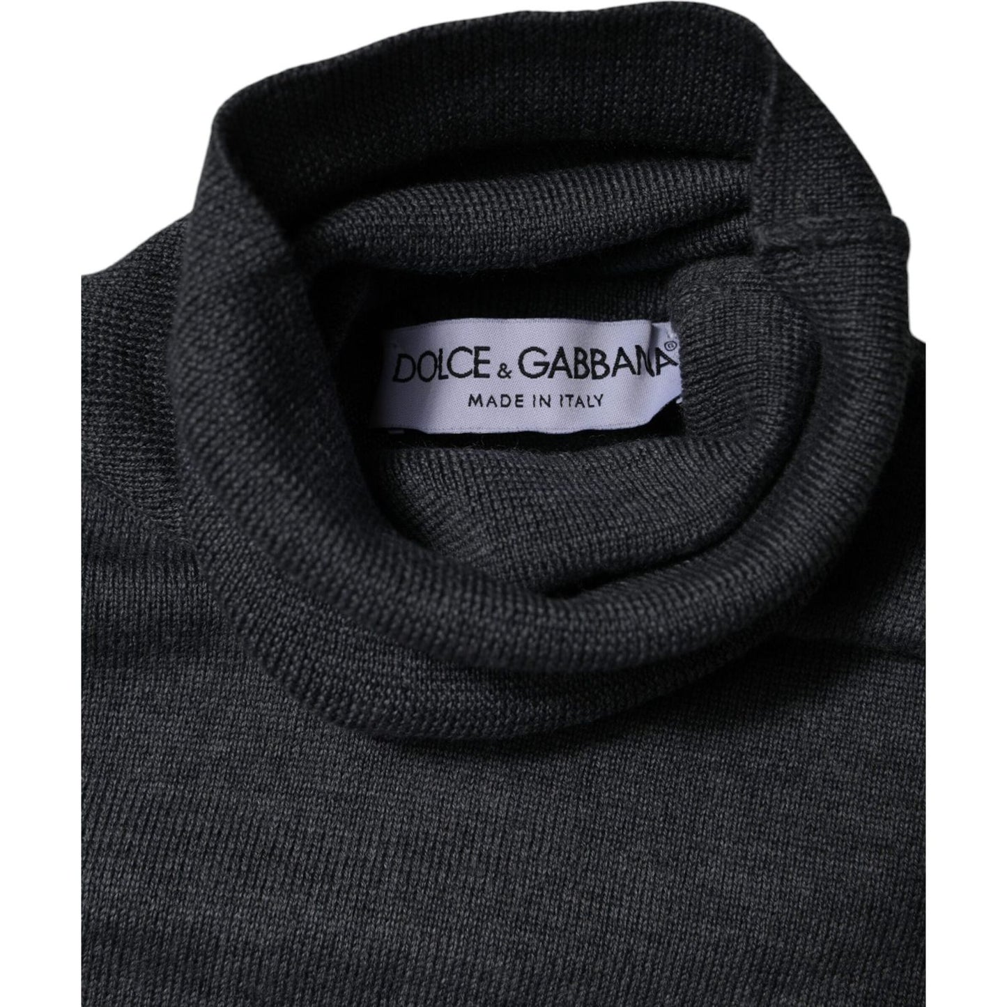 Dolce & Gabbana Gray Wool Logo Turtleneck Pullover Sweater TSH87779-48