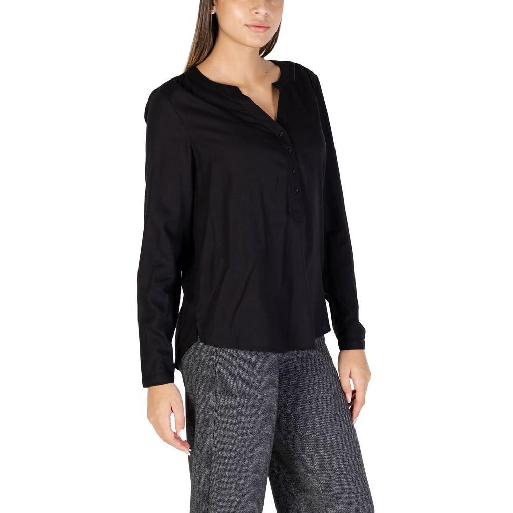 Street One Black Viscose Blouse ST-13527400009-IT42|M