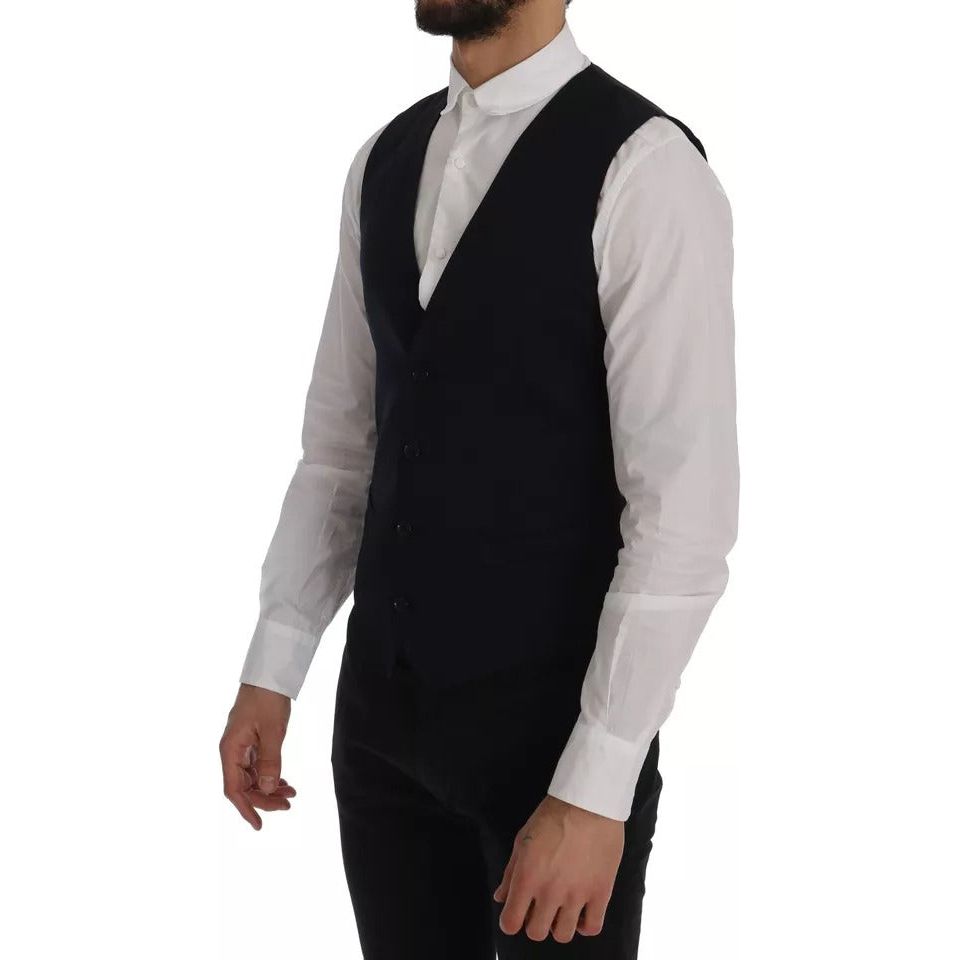 Dolce & Gabbana Blue Waistcoat Wool Stretch STAFF Vest SIG60371-54