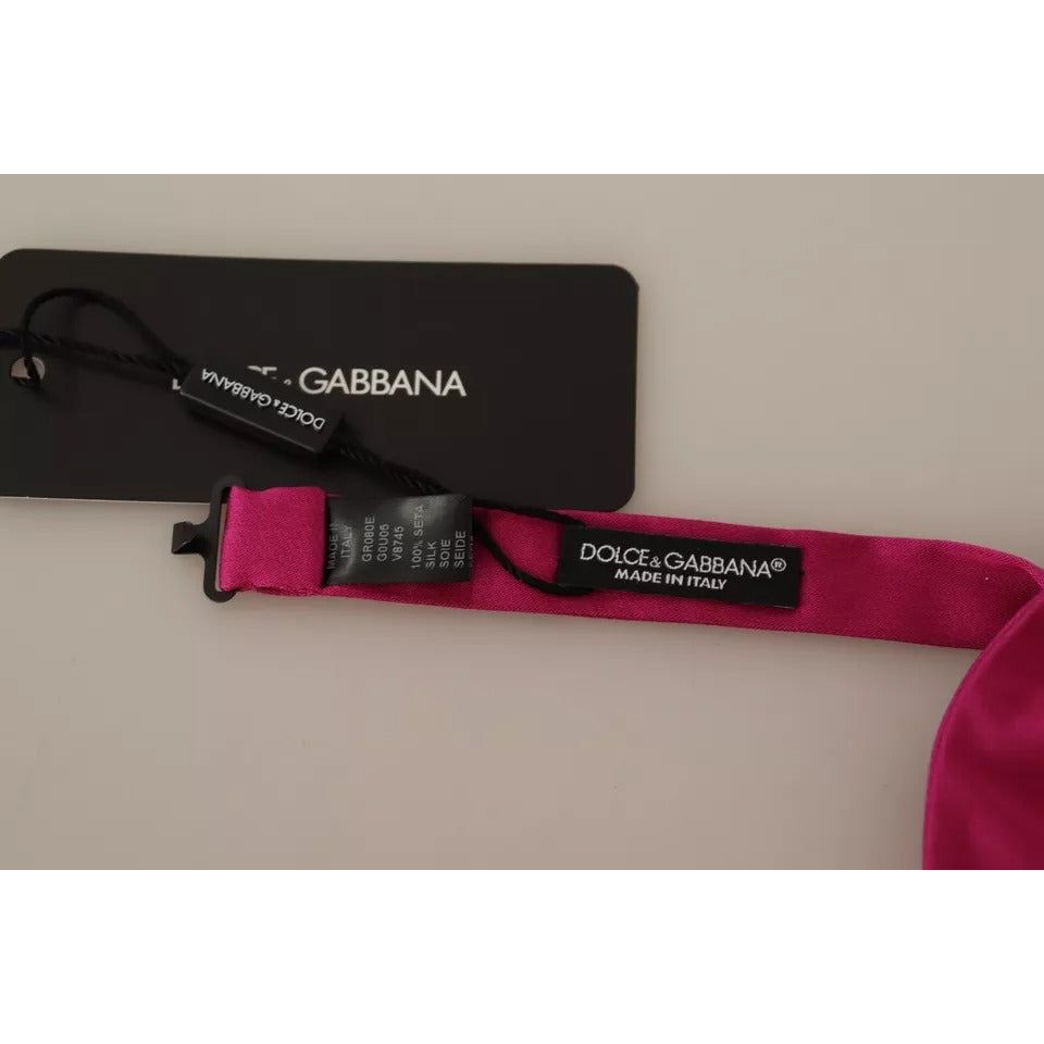 Dolce & Gabbana Pink Silk Adjustable Neck Bow Tie Men FT3515