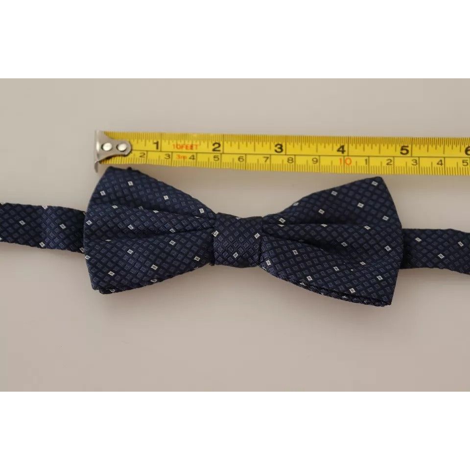 Dolce & Gabbana Blue Patterned Silk Adjustable Neck Bow Tie Men FT3519