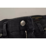 Dolce & Gabbana Gray Running Denim Stretch Logo Skinny Jeans PAN72284-44