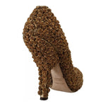 Dolce & Gabbana Gold Roses Embellished Heels Pumps Shoes LA9991-39