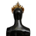 Dolce & Gabbana Gold Crystal Star STRASS Crown Logo Tiara Diadem SMY100155