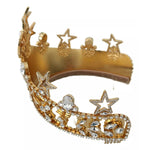 Dolce & Gabbana Gold Crystal Star STRASS Crown Logo Tiara Diadem SMY100155