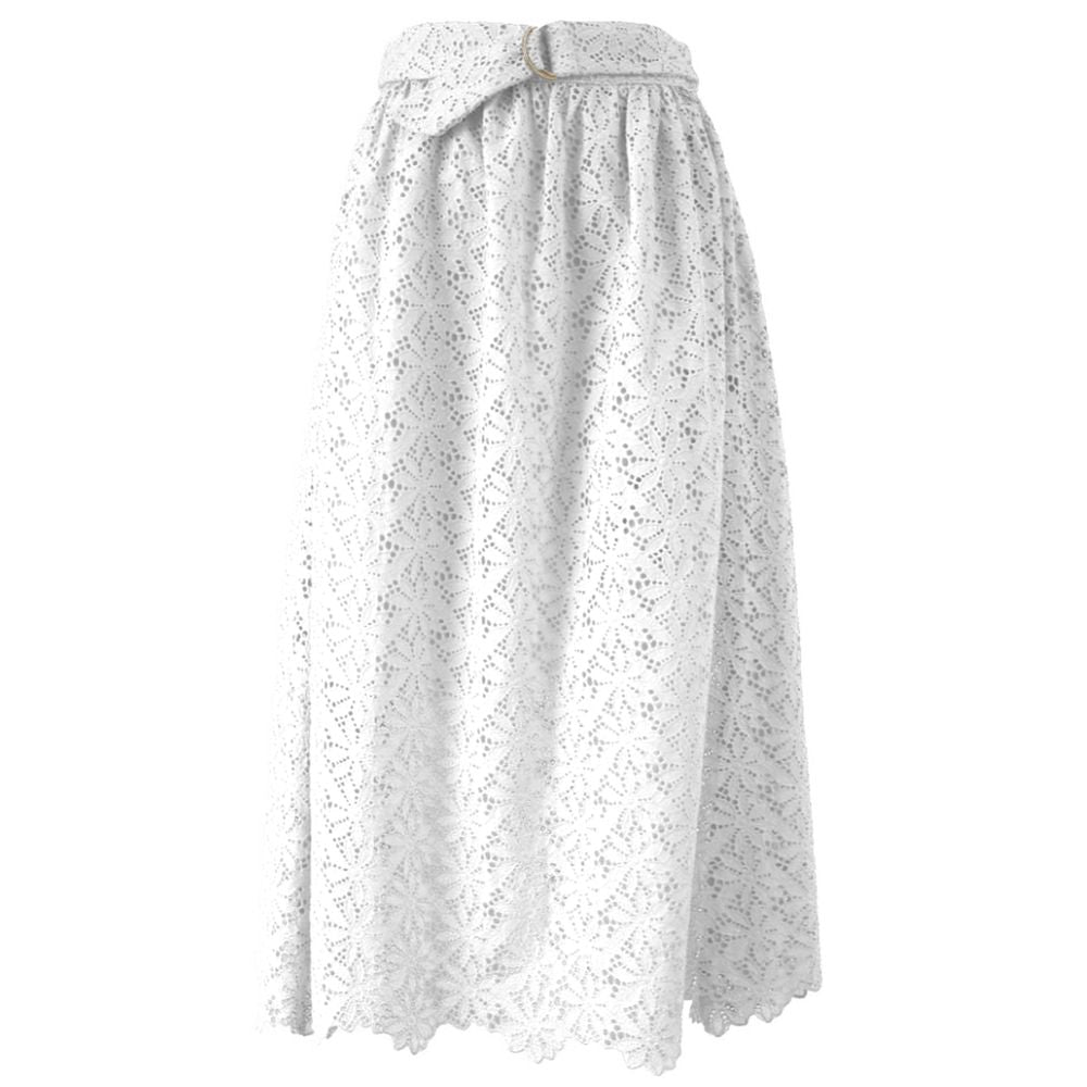 Yes Zee White Cotton Skirt YE-14624-XS