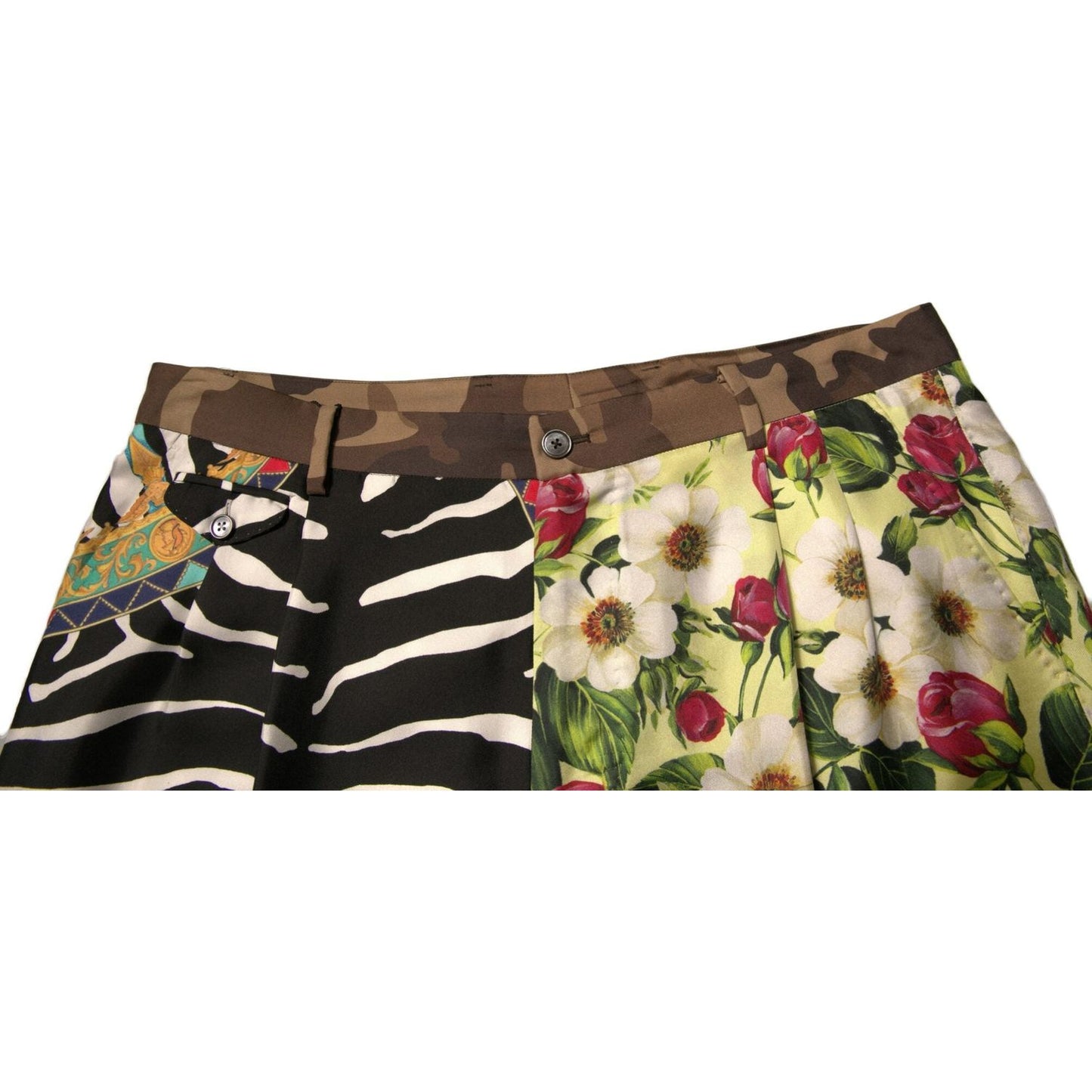 Dolce & Gabbana Multicolor Patchwork Silk Men Chino Shorts PAN75654-48