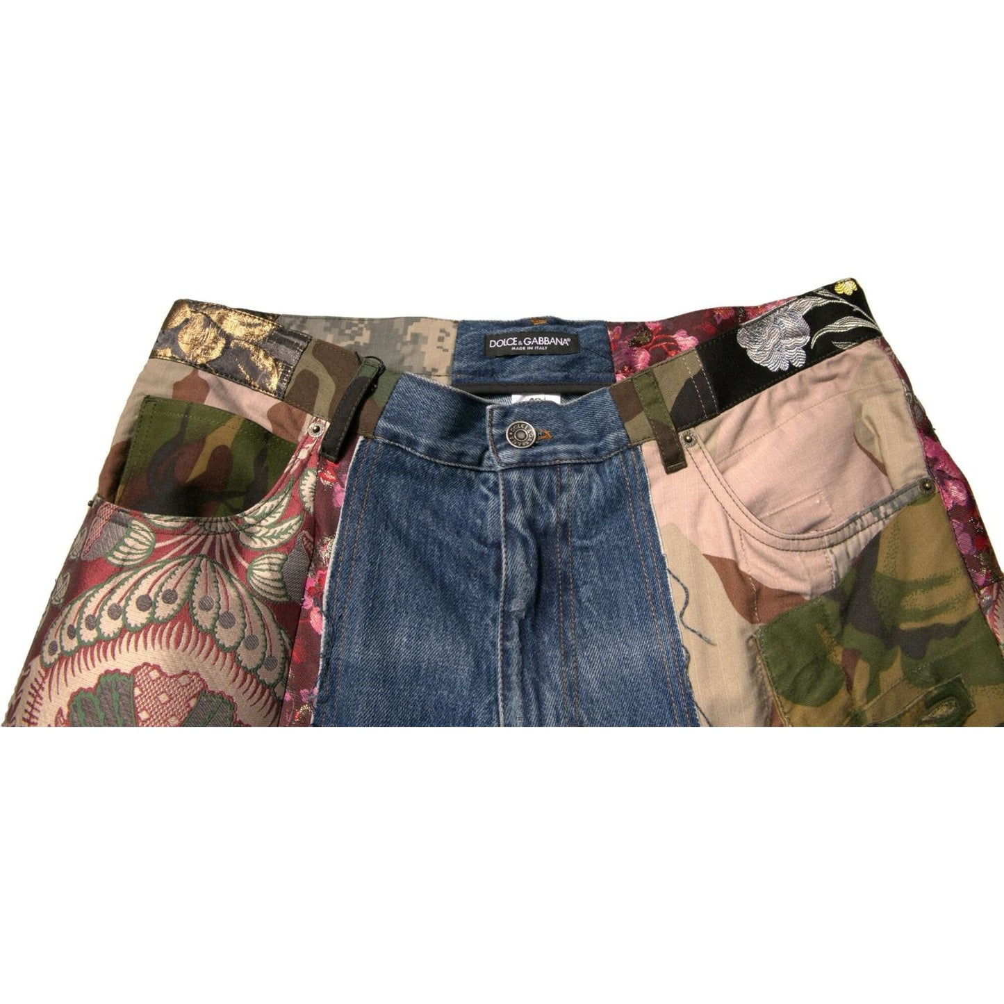 Dolce & Gabbana Blue Patchwork Cotton Straight Denim Jeans PAN75695-48