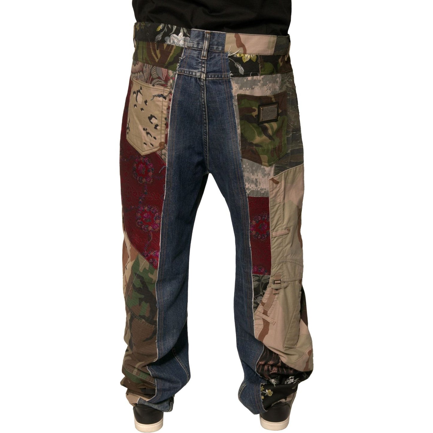 Dolce & Gabbana Blue Patchwork Cotton Straight Denim Jeans PAN75696-48
