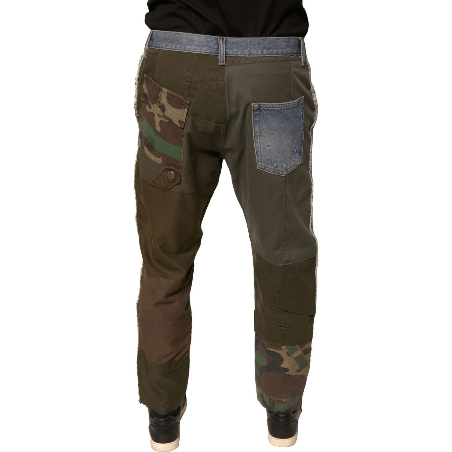 Dolce & Gabbana Blue Tattered Straight Cropped Denim Jeans PAN75705-48