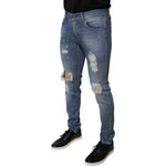 Dolce & Gabbana Blue Tattered Cotton Stretch Skinny Denim Jeans PAN75821-46