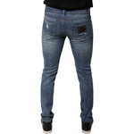Dolce & Gabbana Blue Tattered Cotton Stretch Skinny Denim Jeans PAN75821-46