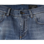 Dolce & Gabbana Blue Tattered Cotton Stretch Skinny Denim Jeans PAN75821-46