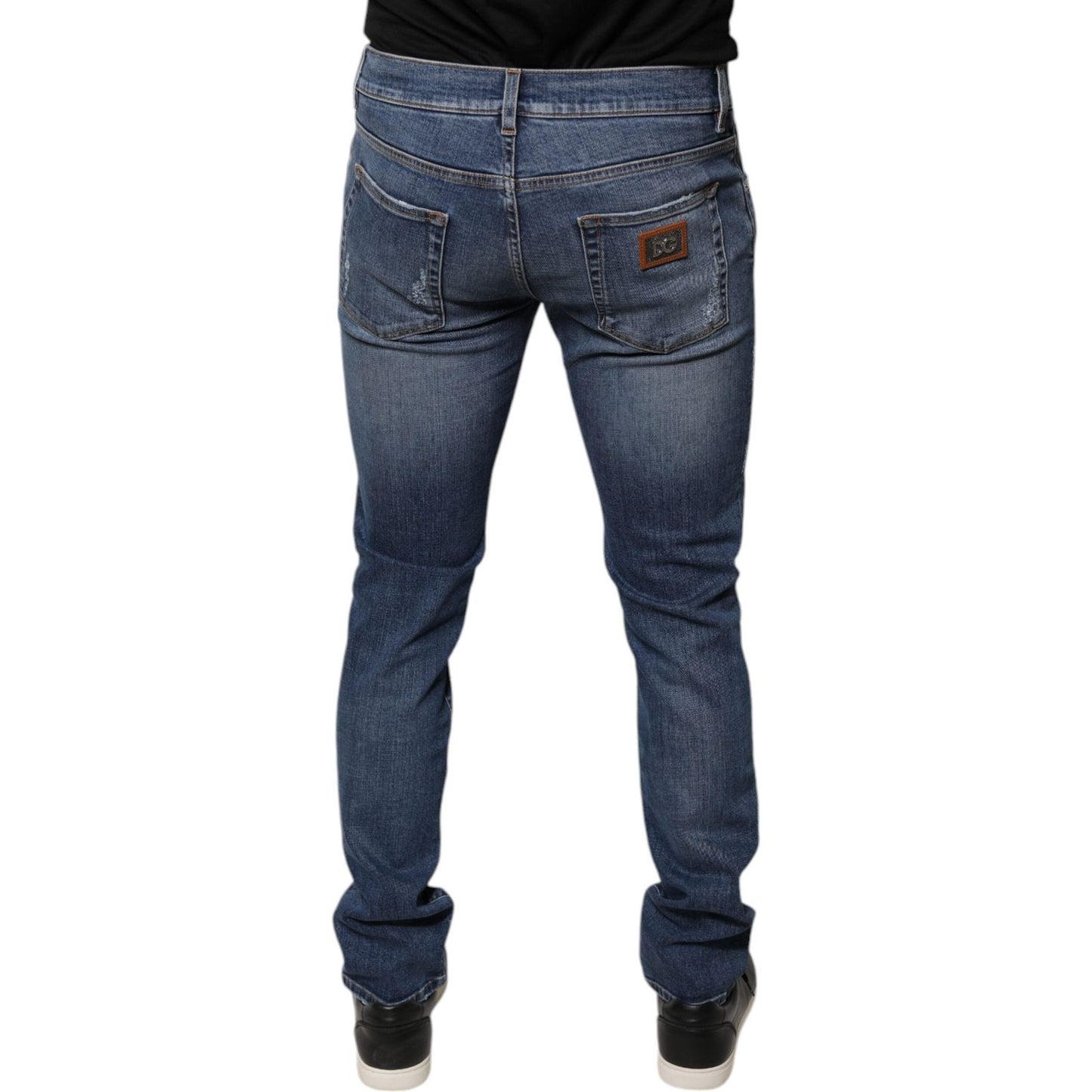 Dolce & Gabbana Blue Tattered Cotton Stretch Skinny Denim Jeans PAN75823-48