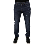 Dolce & Gabbana Dark Blue Cotton Logo Skinny Denim Jeans PAN75863-48