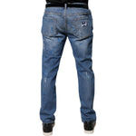 Dolce & Gabbana Blue Cotton Stretch Tattered Skinny Denim Jeans PAN75923-44