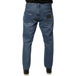 Dolce & Gabbana Blue Cotton Logo Men Loose Denim Jeans PAN75938-48