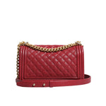 Chanel Red Leather Lambskin Double Gold Chain Medium Shoulder Bag