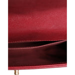 Chanel Red Leather Lambskin Double Gold Chain Medium Shoulder Bag