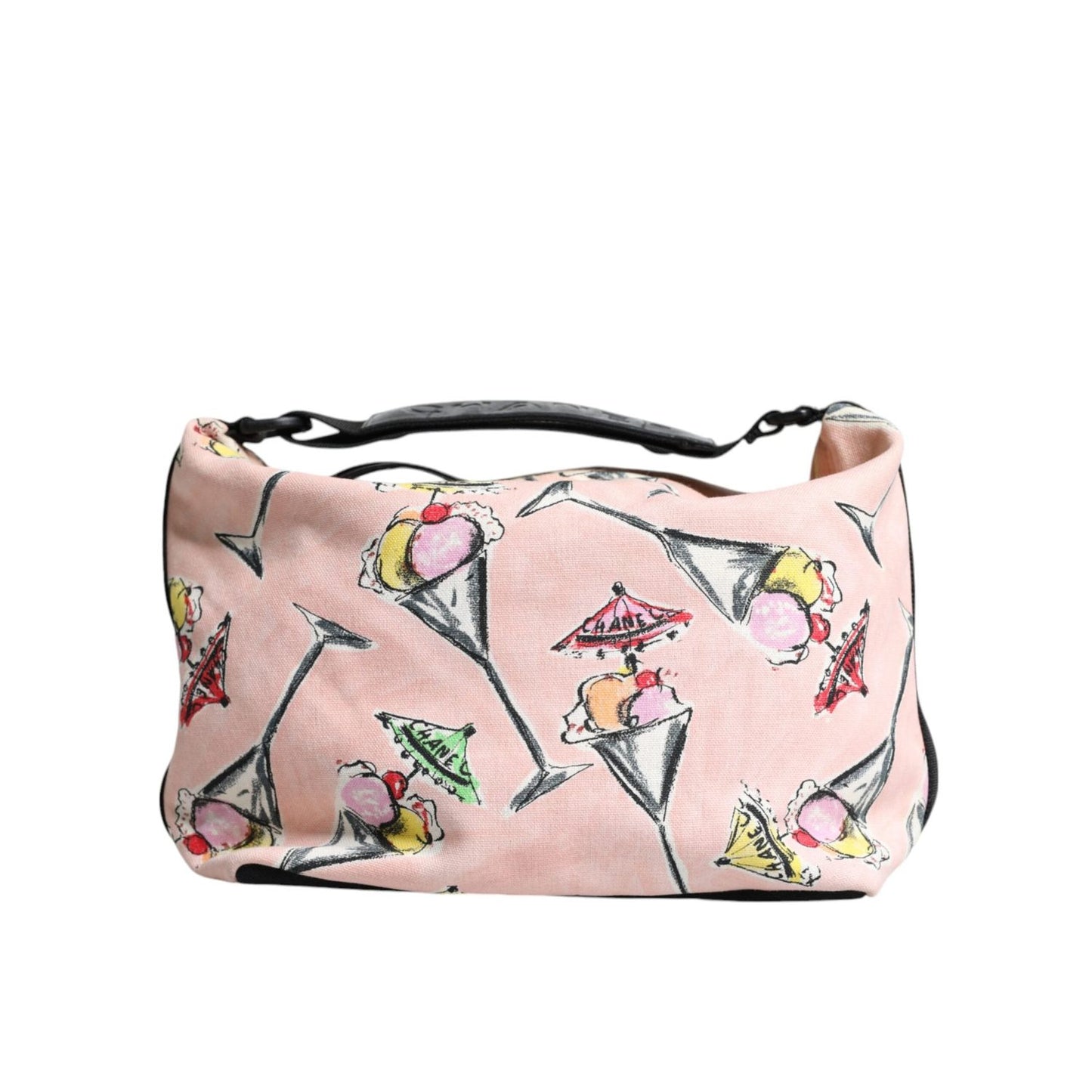 Chanel Pink Cruise Collection Parfait Canvas Printed Bag Purse CHA143