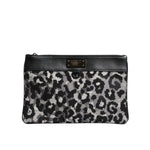 Dolce & Gabbana Multicolor Leopard Jacquard Logo Plaque Men Pouch Bag
